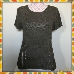Bobeau olive green knit top EUC
